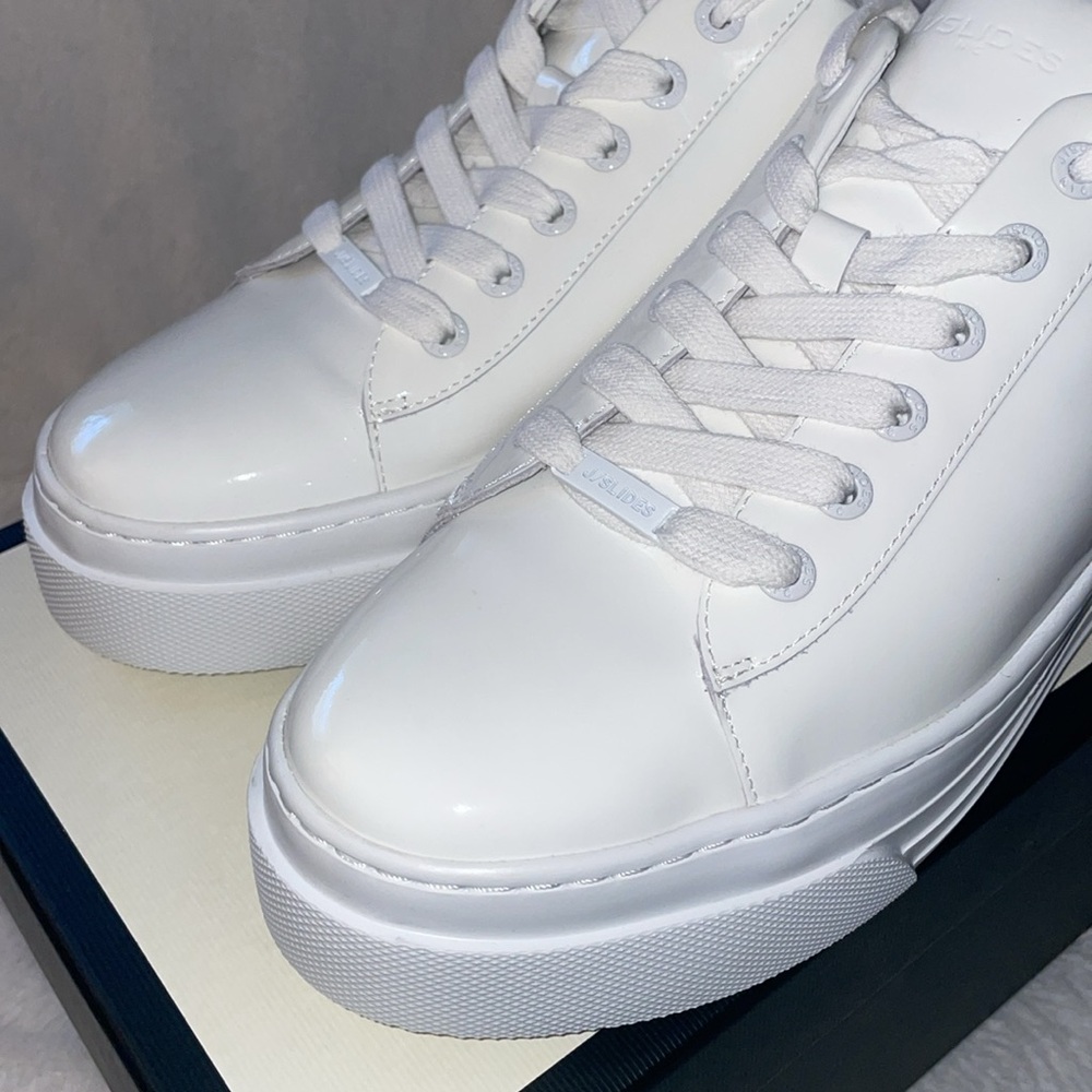 NWT J/SLIDES AMANDA PATENT Leather White Sneaker - Picture 9 of 13